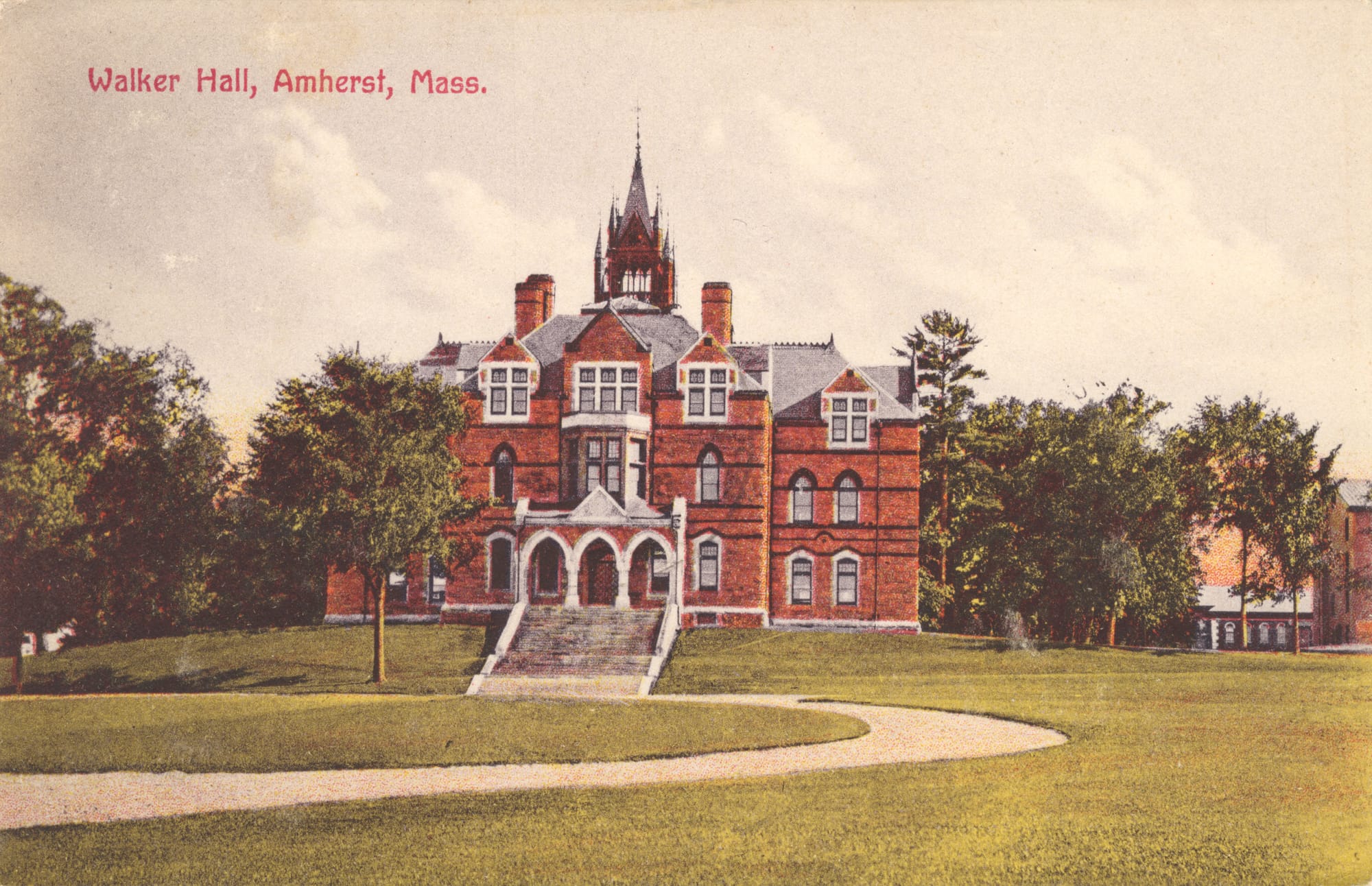 A postcard of Walker Hall, Amherst College, Amherst, MA [W. B. Hale, 1910]