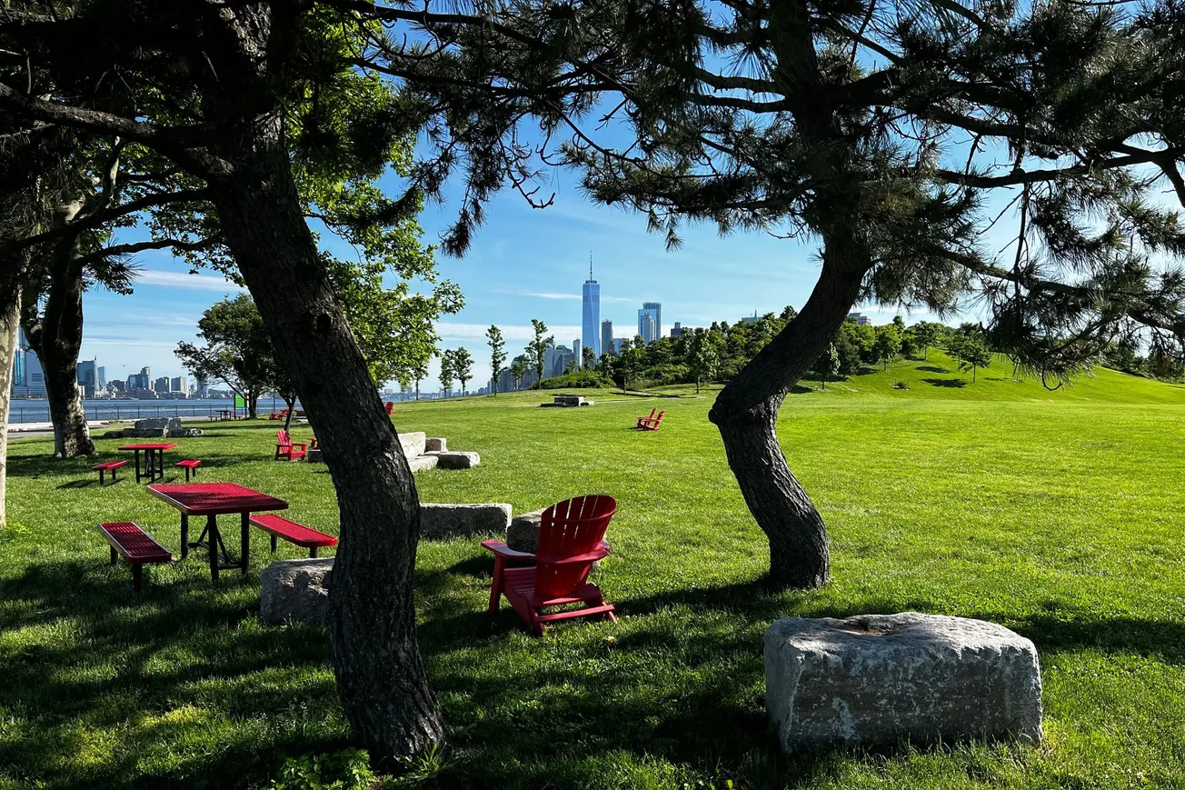 Manhattan Framed by Cypress Trees, Governor's Island, NY (2022)