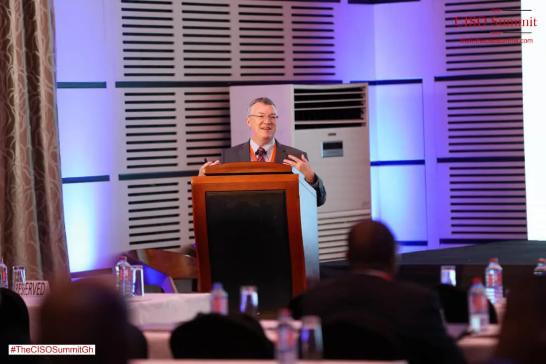 Frederick Lane presenting at The CISO Summit, Accra, Ghana, March 22, 2023