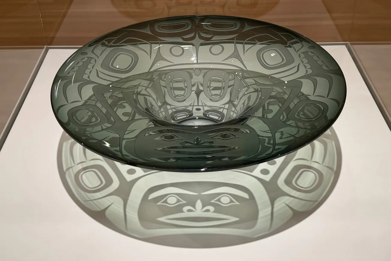 Photo of Tlingit Hat by Preston Singletary, RISD Museum, Providence, RI [Frederick Lane, 2025]