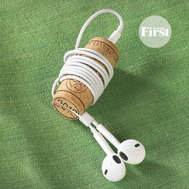 wine cork earbud organizer