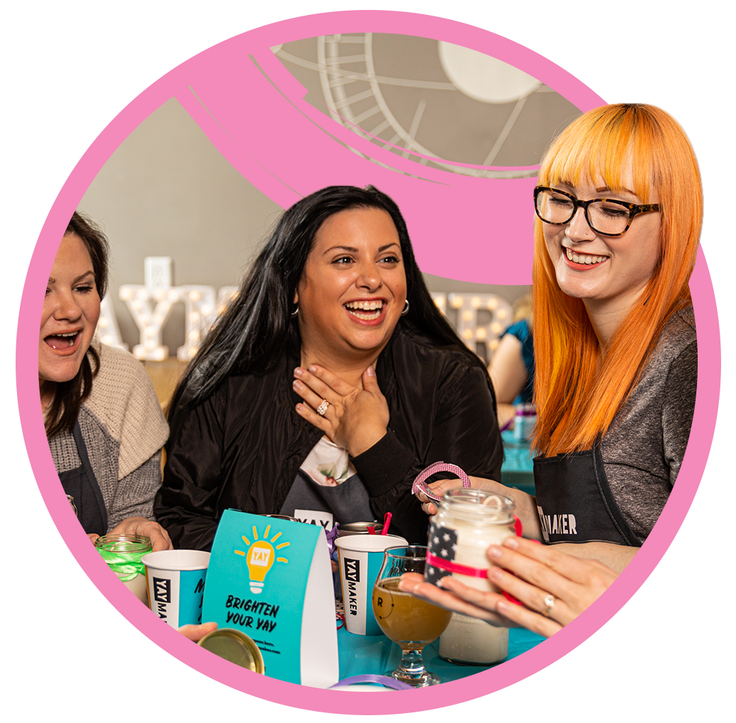 Friends doing DIY candle making with Yaymaker