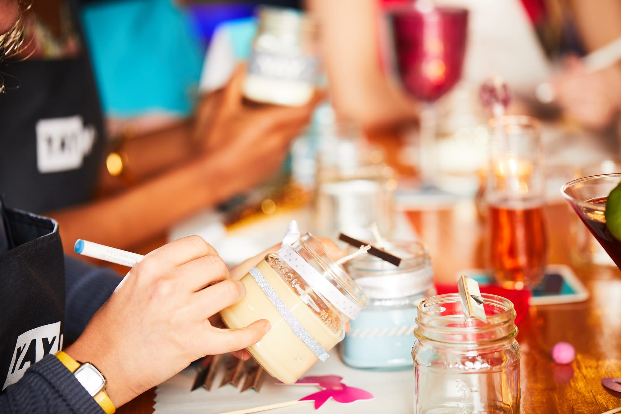 Bachelorette party crafting activity candle making workshop"
