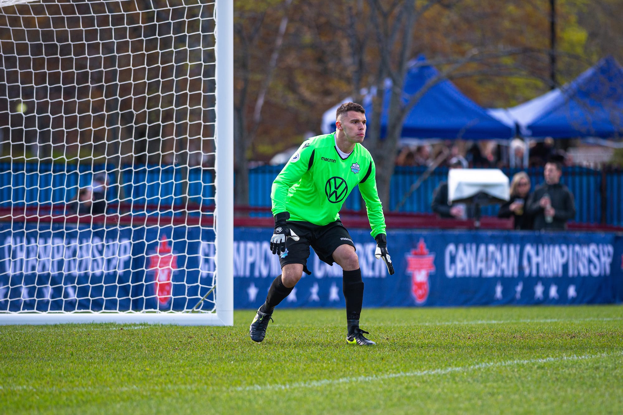 Halifax Wanderers goalkeeper Christian Oxner readies for action.