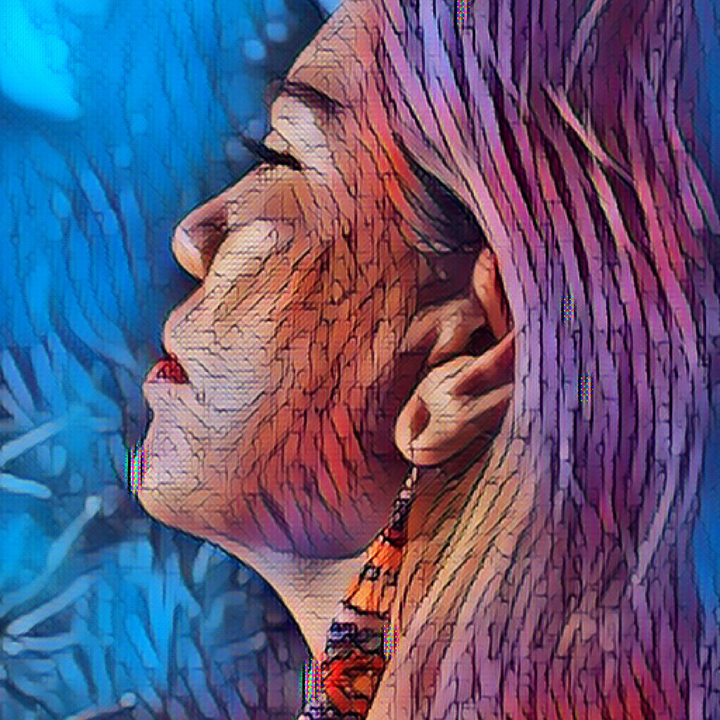 side profile of woman looking up 