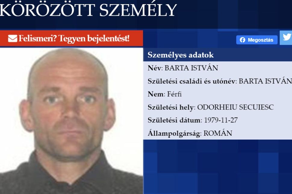 Udvarhelyi férfit köröznek Magyarországon
