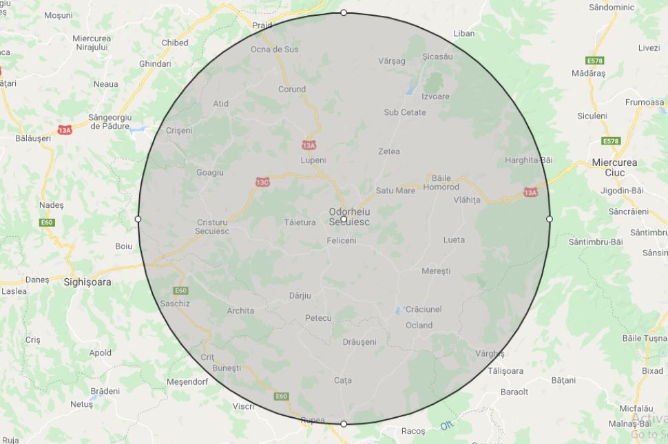 Meddig tart Udvarhely 30 kilométeres körzete?