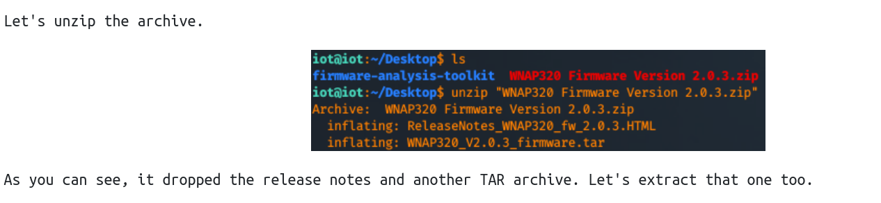 Screenshot that says unzip archive but is an image and not text.