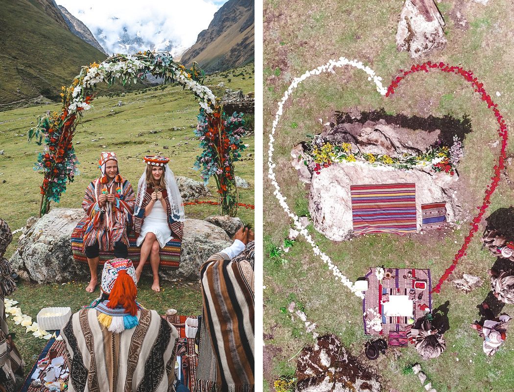 Cec and Ari at their Andean wedding ceremony in the mountains of Peru 