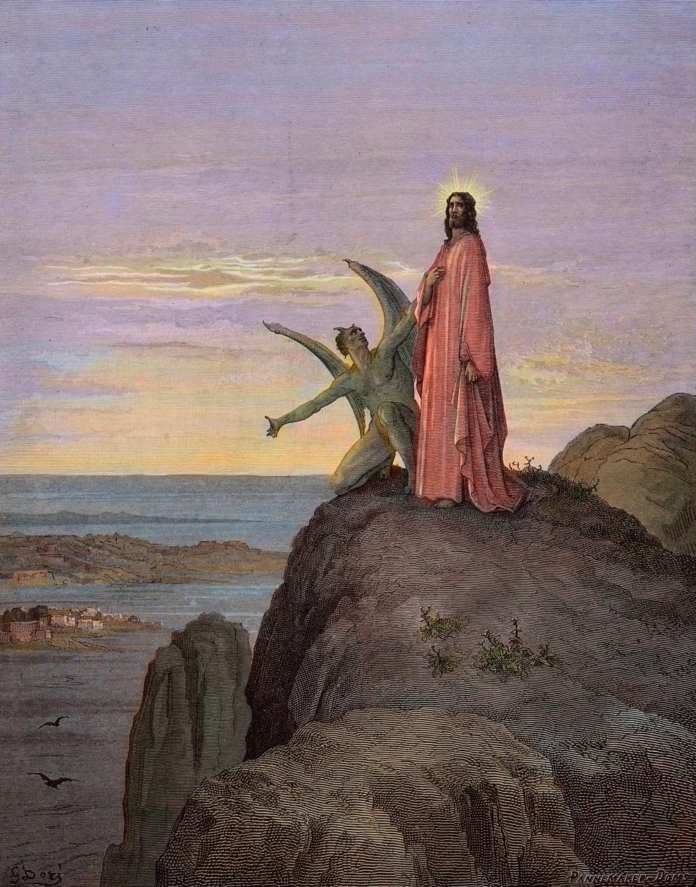 Jesus temptation in the desert by Gustave Doré