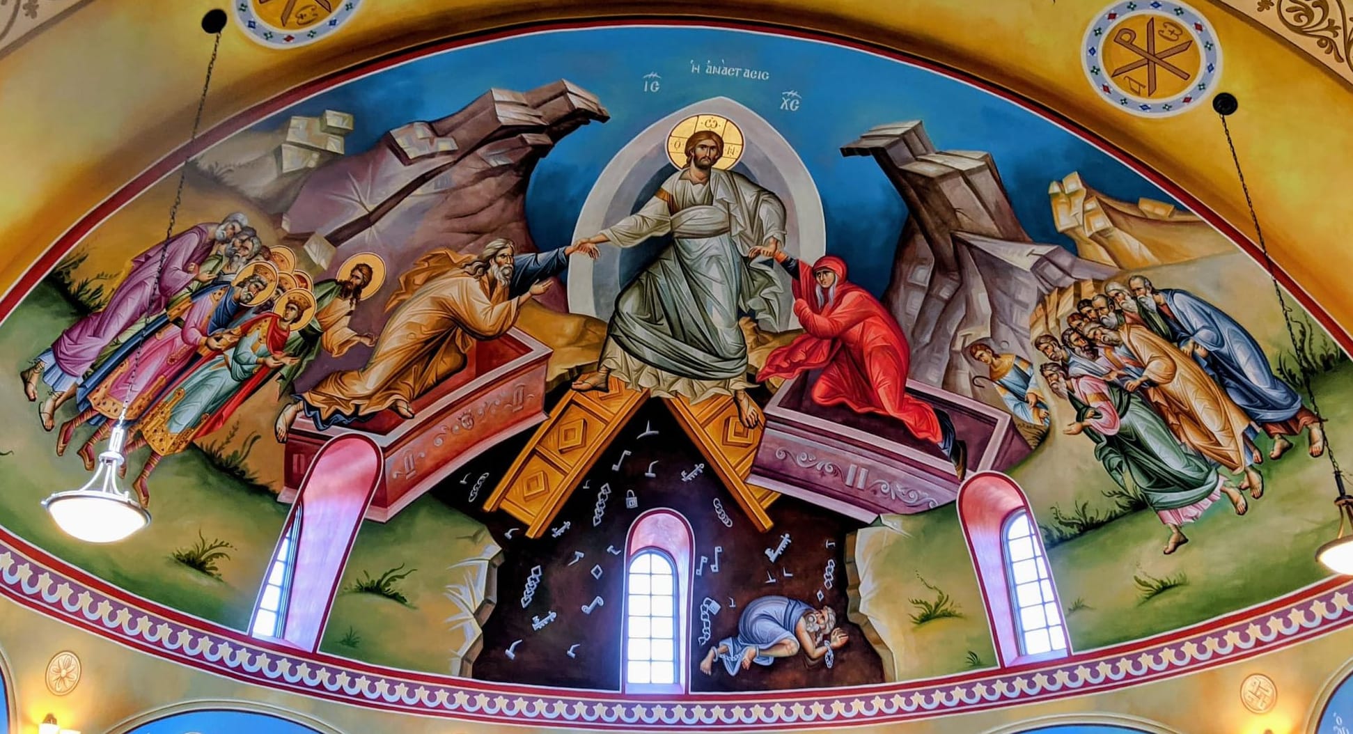 The resurrection icon at St Barbara, in Durham NC.