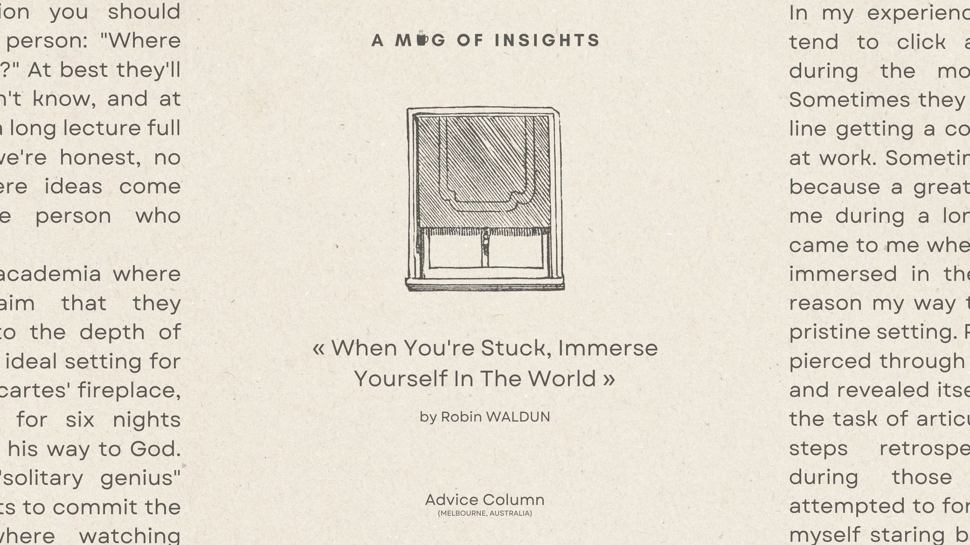 When You're Stuck, Immerse Yourself In The World