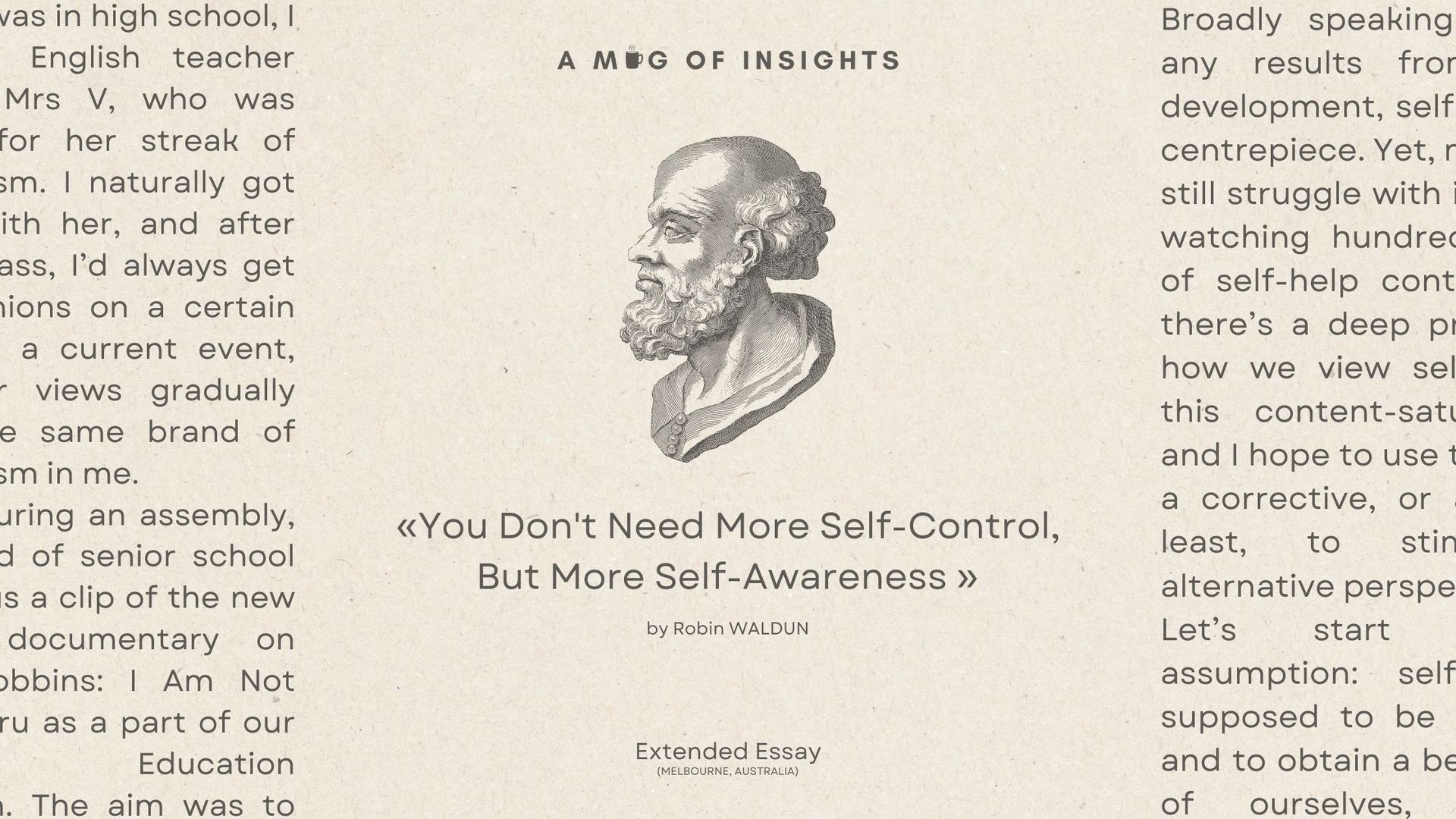 You Don't Need More Self-Control, But More Self-Awareness