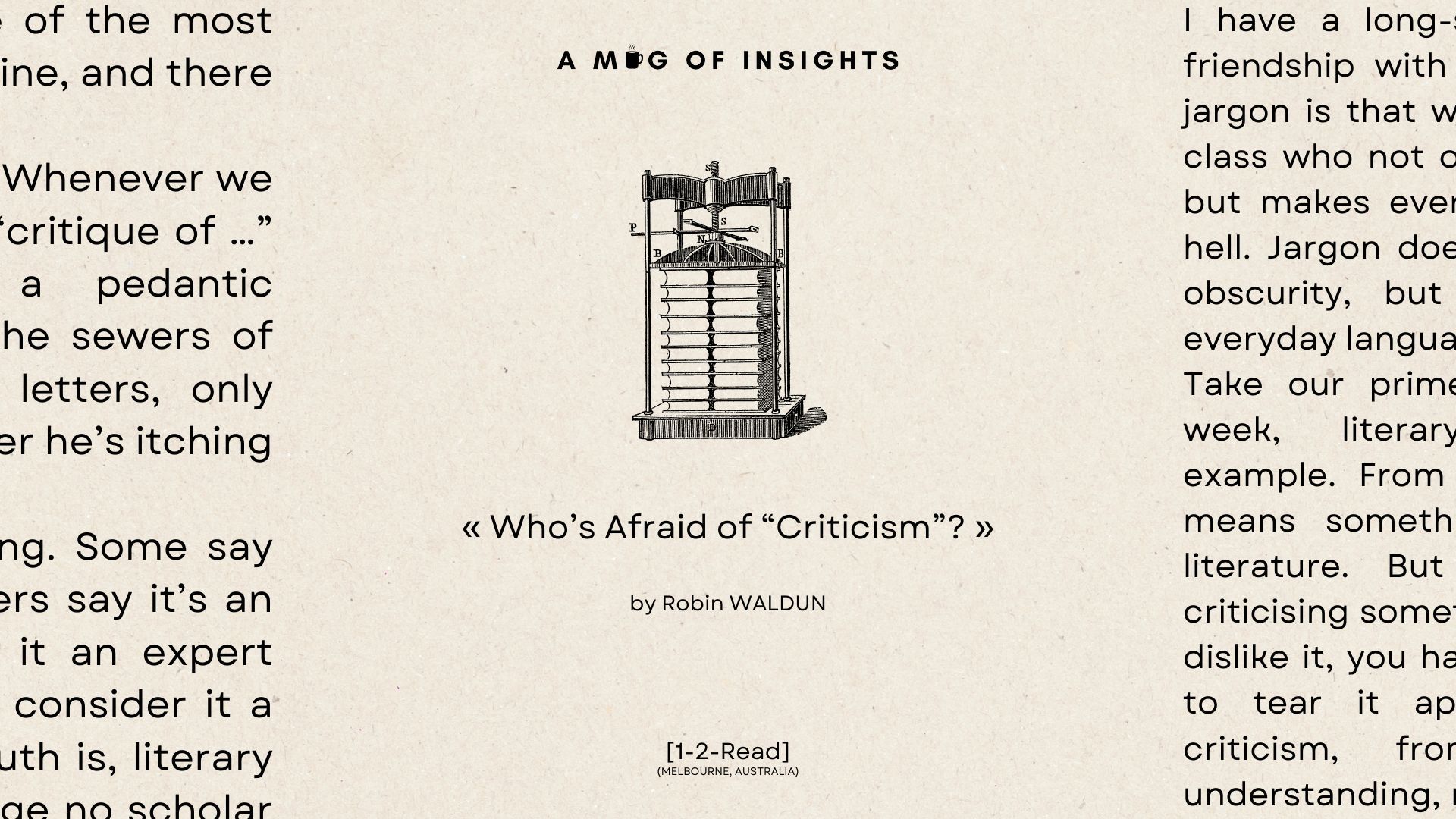 [1-2-Read] Who's Afraid of "Criticism"?