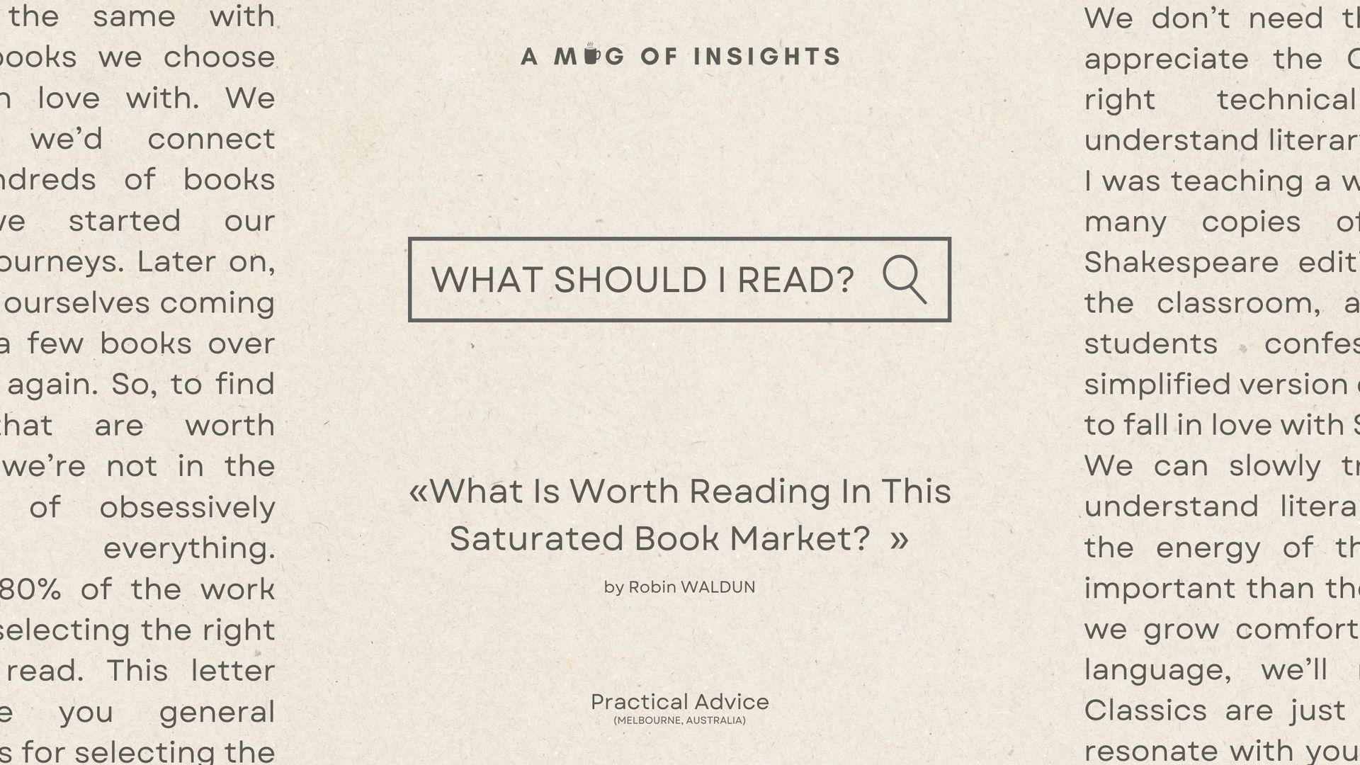 What Is Worth Reading In This Saturated Book Market?