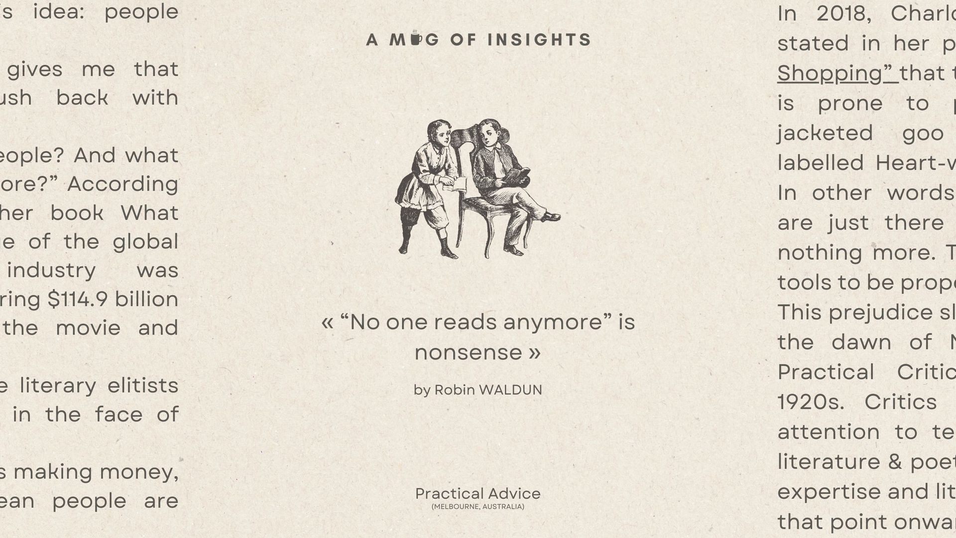 "No one reads anymore" is nonsense