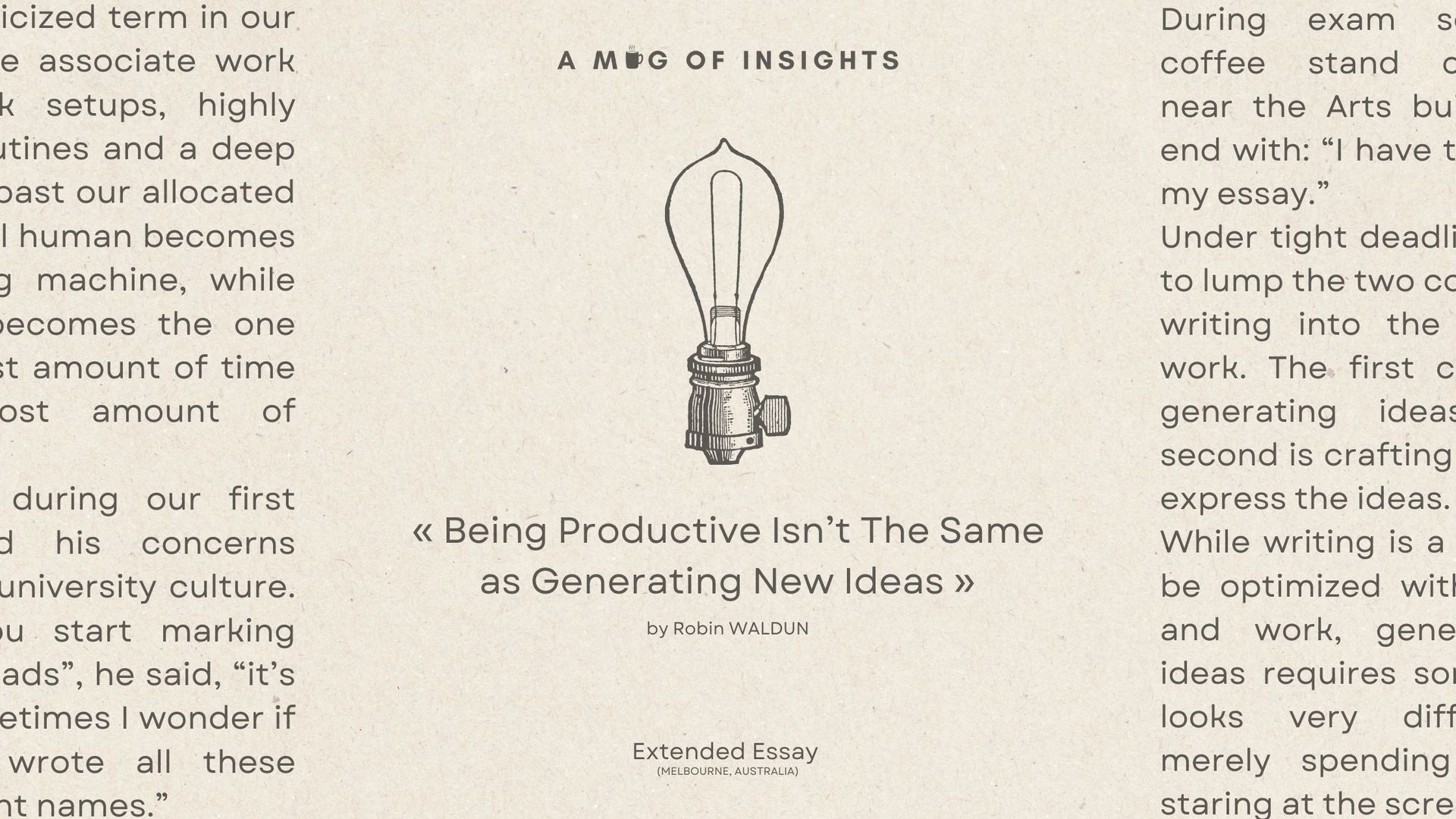 Being Productive Isn’t The Same as Generating New Ideas