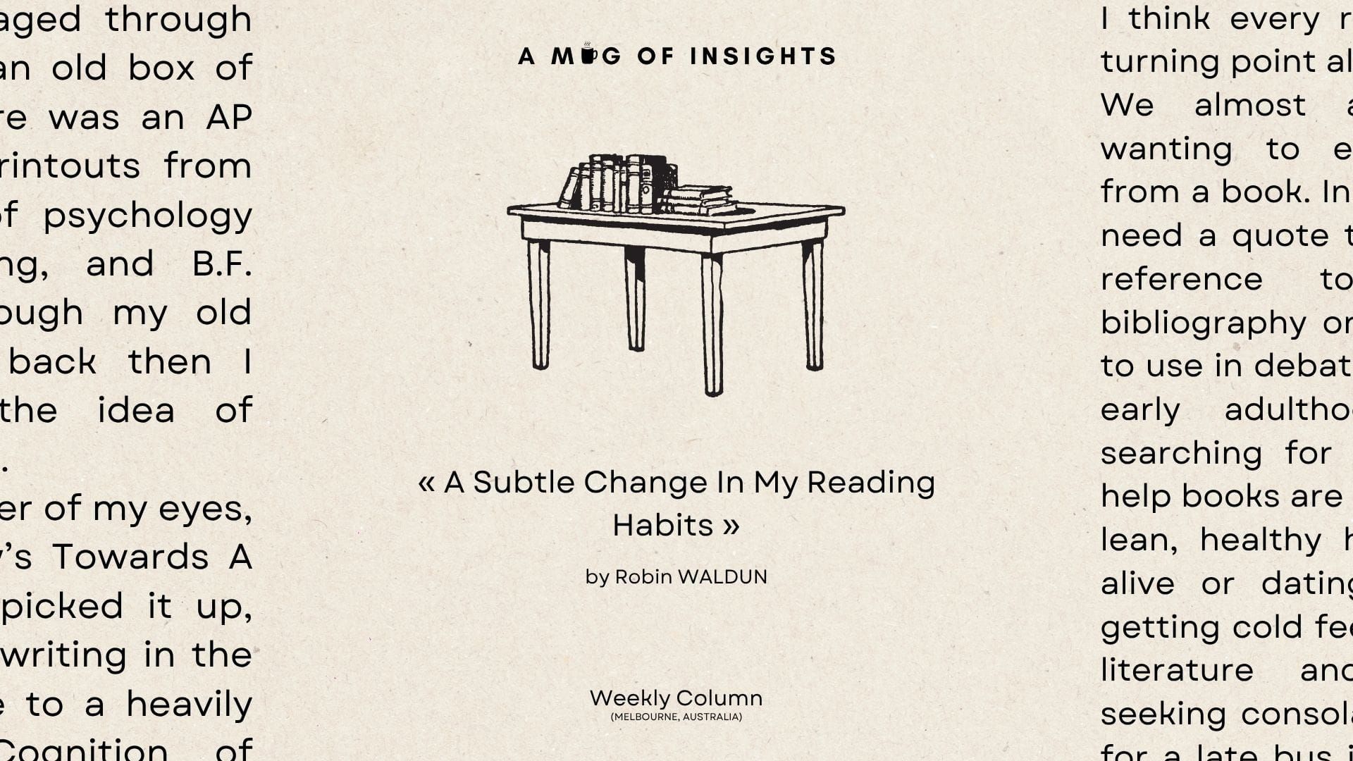 A Subtle Change In My Reading Habits