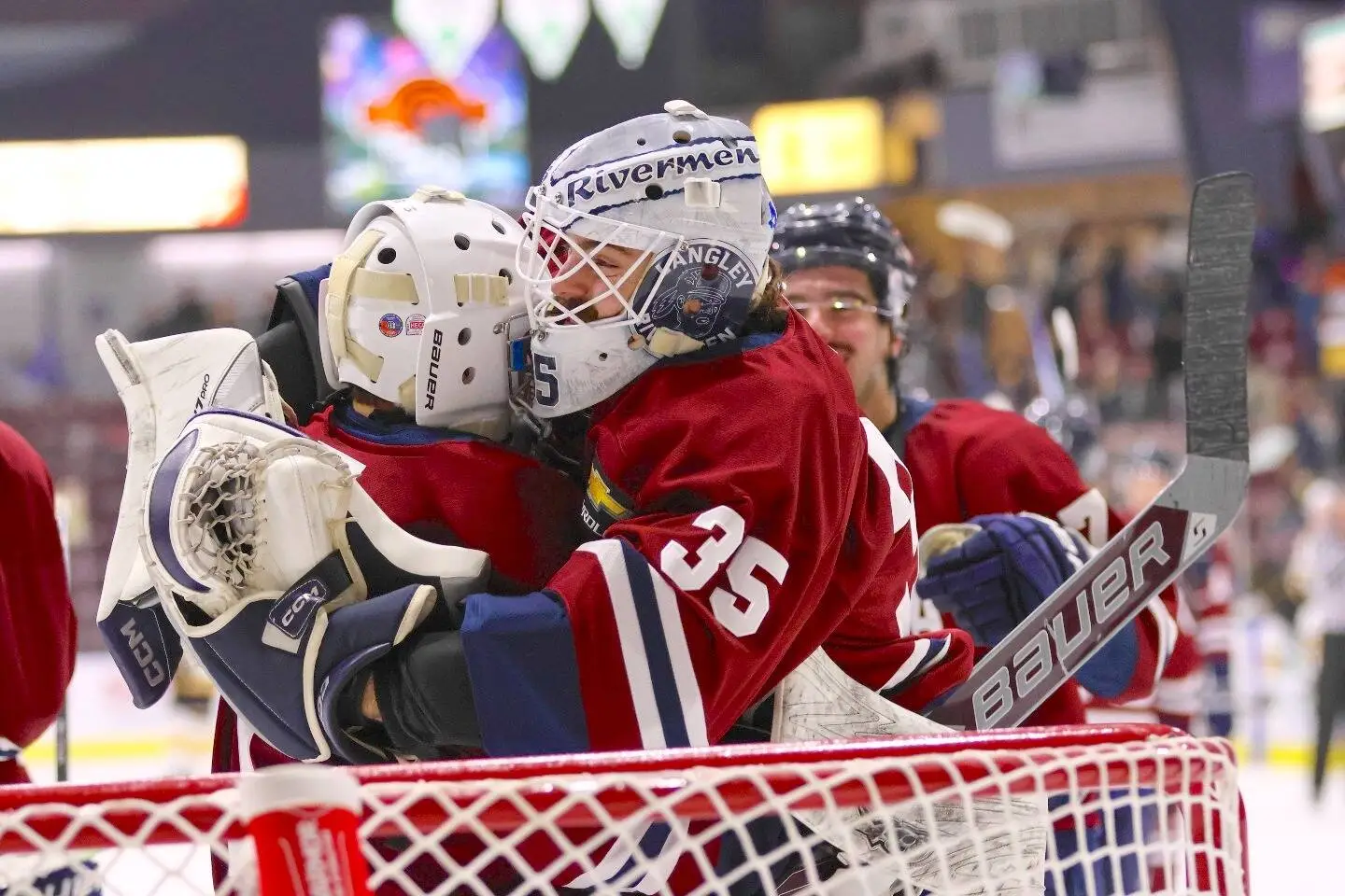 Langley Rivermen celebrating on ice