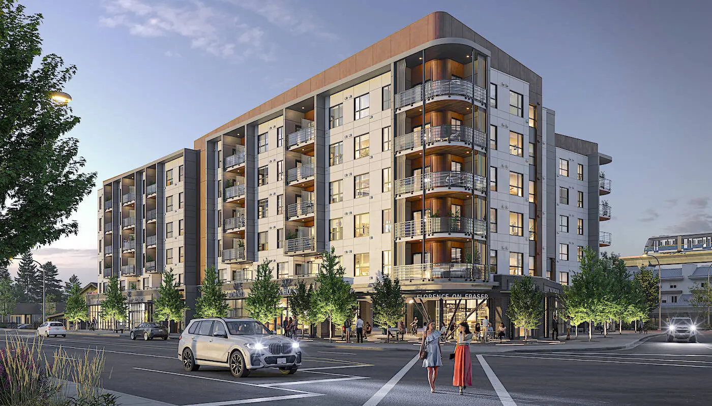 Reconstruction work on fire-damaged building