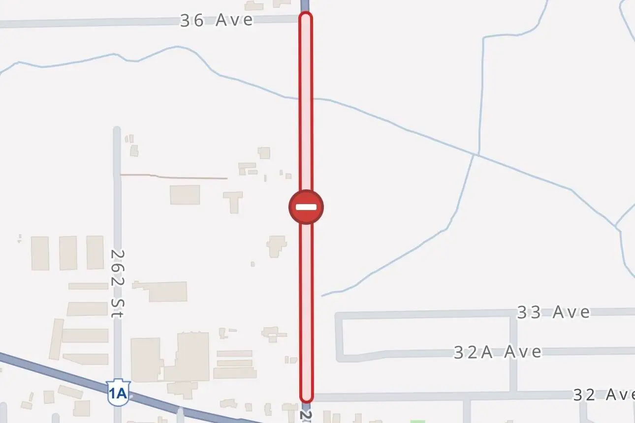 Fatal collision on 264 Street in Aldergrove