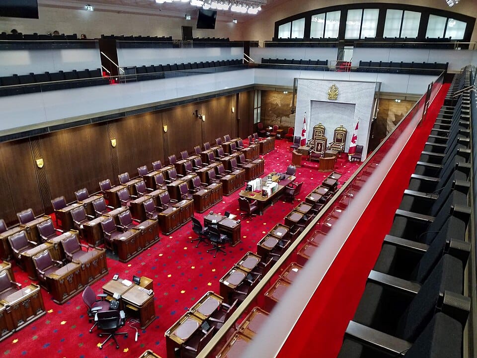 The temporary chamber in the Senate of Canada Building (originally Ottawa Union Station), while Centre Block is under renovation, 2019