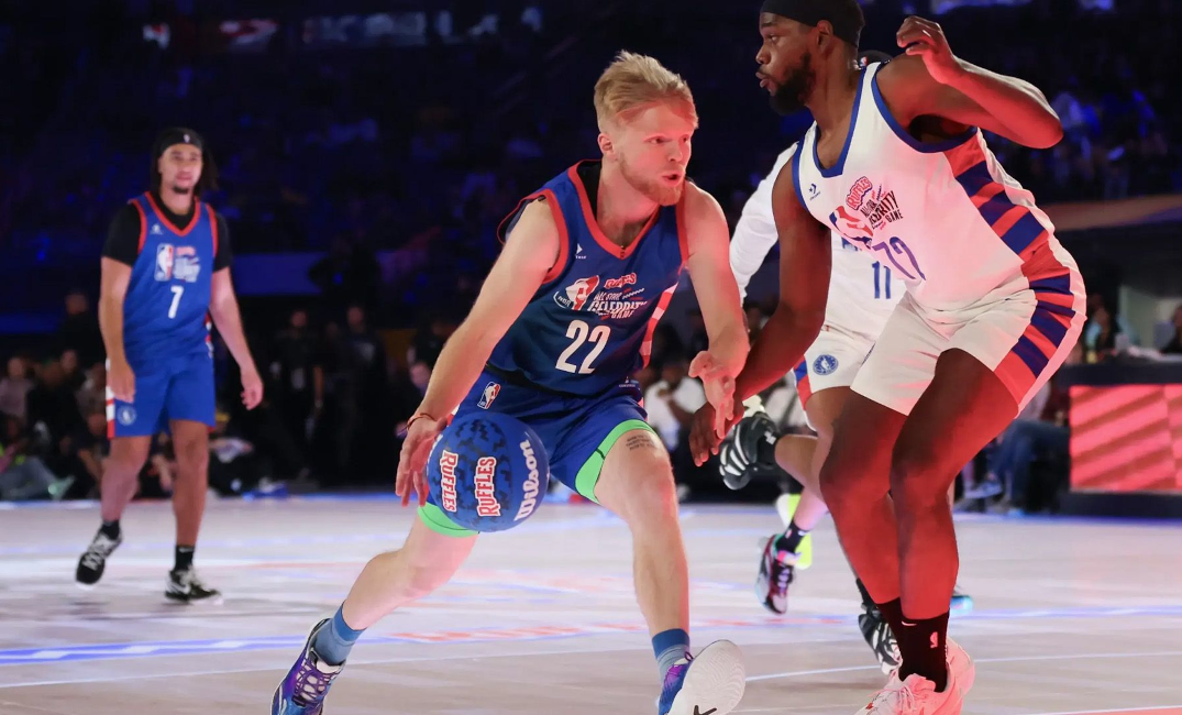 A photo of Tristan Jass playing in the 2024 NBA All-Star Celebrity Game