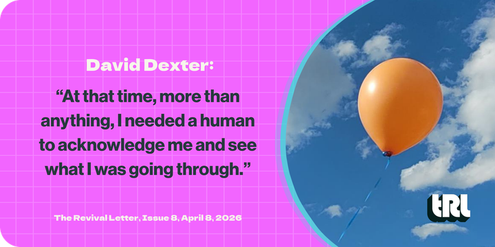 David Dexter: "At that time, more than anything, I needed a human to acknowledge me and see what I was going through." (Picture of an orange balloon up against a blue clouded sky)