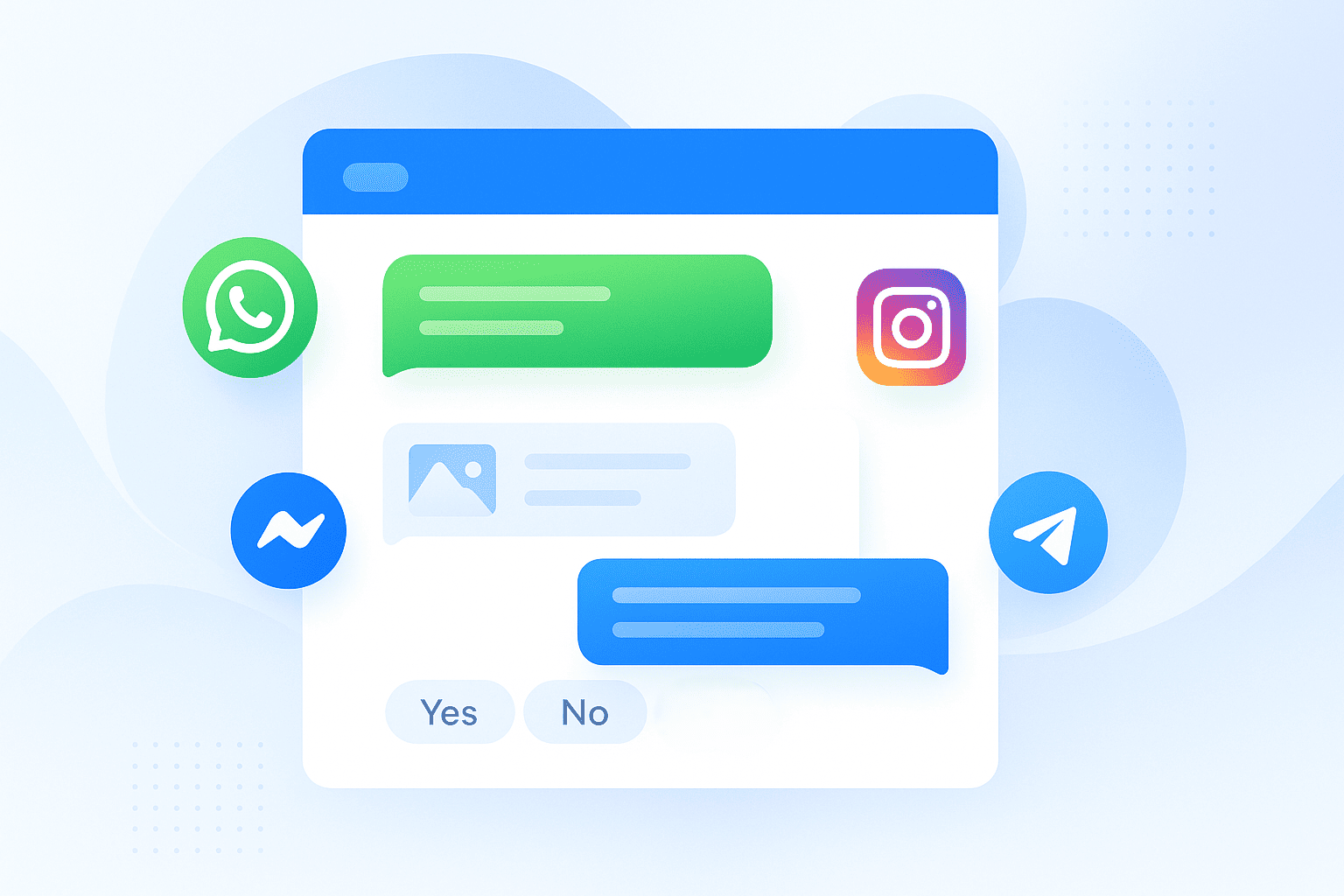Illustration of messages from different messaging apps inside Intercom inbox
