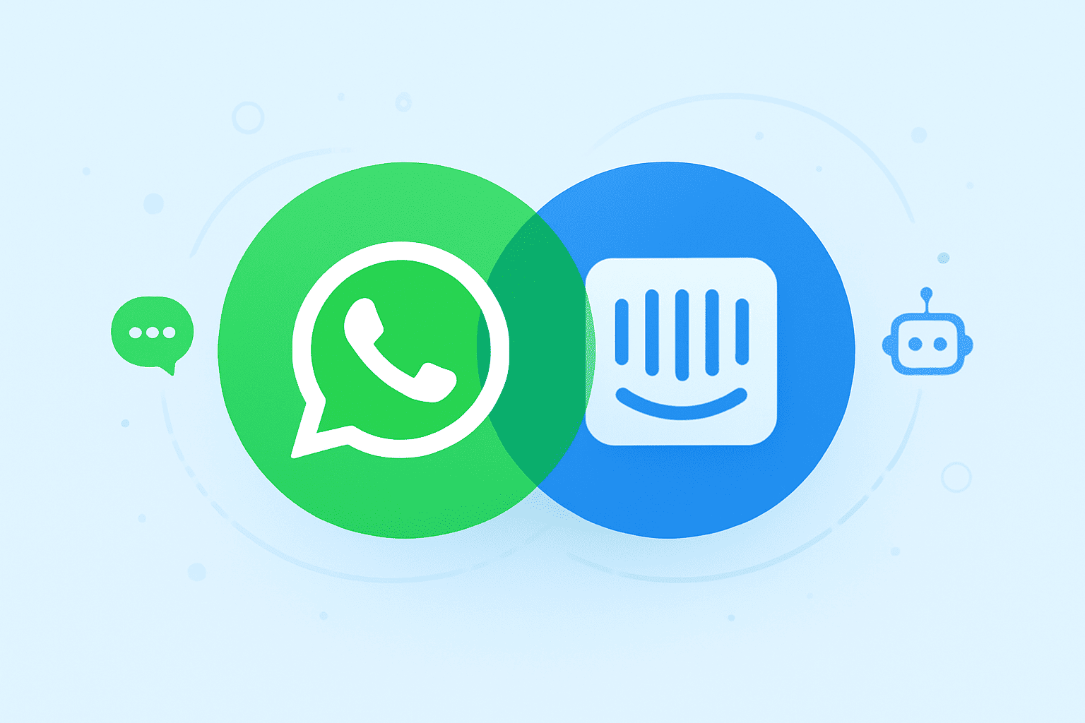 Intercom logo intersecting with WhatsApp logo