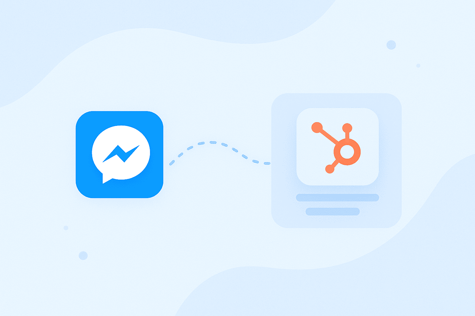 Facebook Messenger and HubSpot icons connected by smooth lines