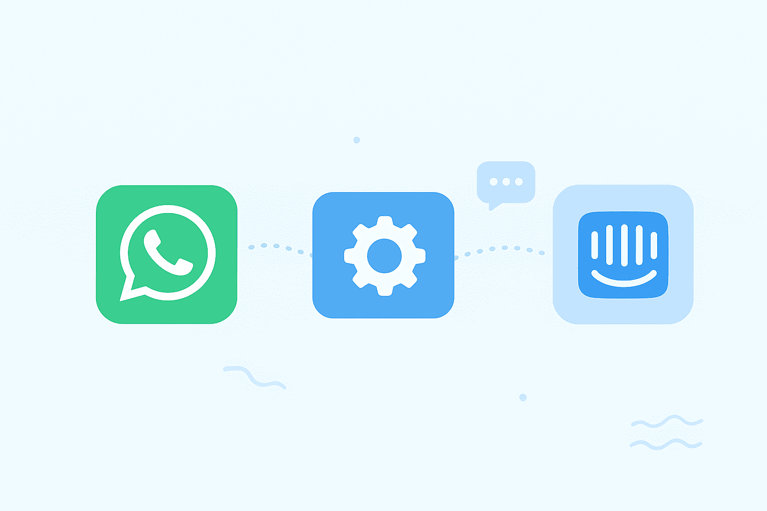 WhatsApp and Intercom logos connected by a gear icon