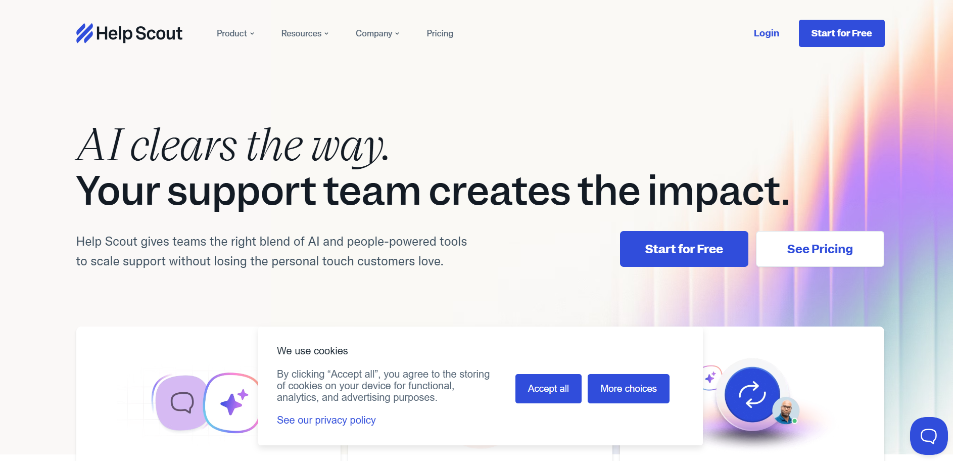 Screenshot of Help Scout homepage