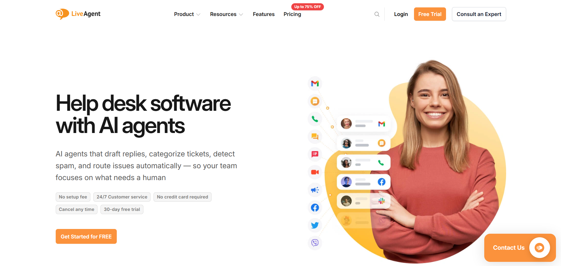 Screenshot of LiveAgent homepage