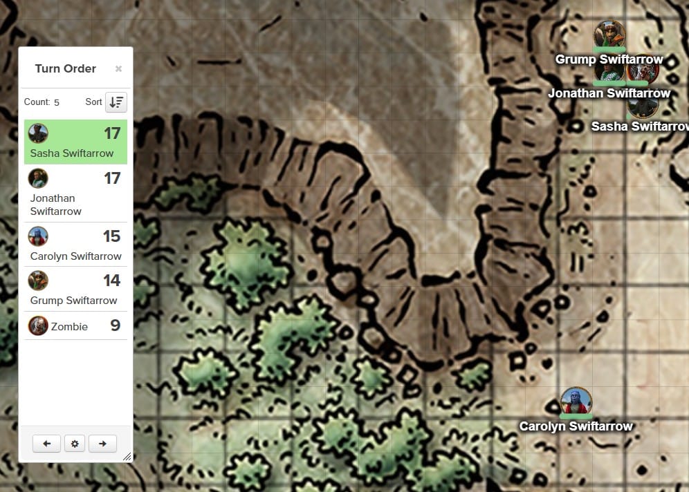 RPG Combat Map with Initiative Tracker