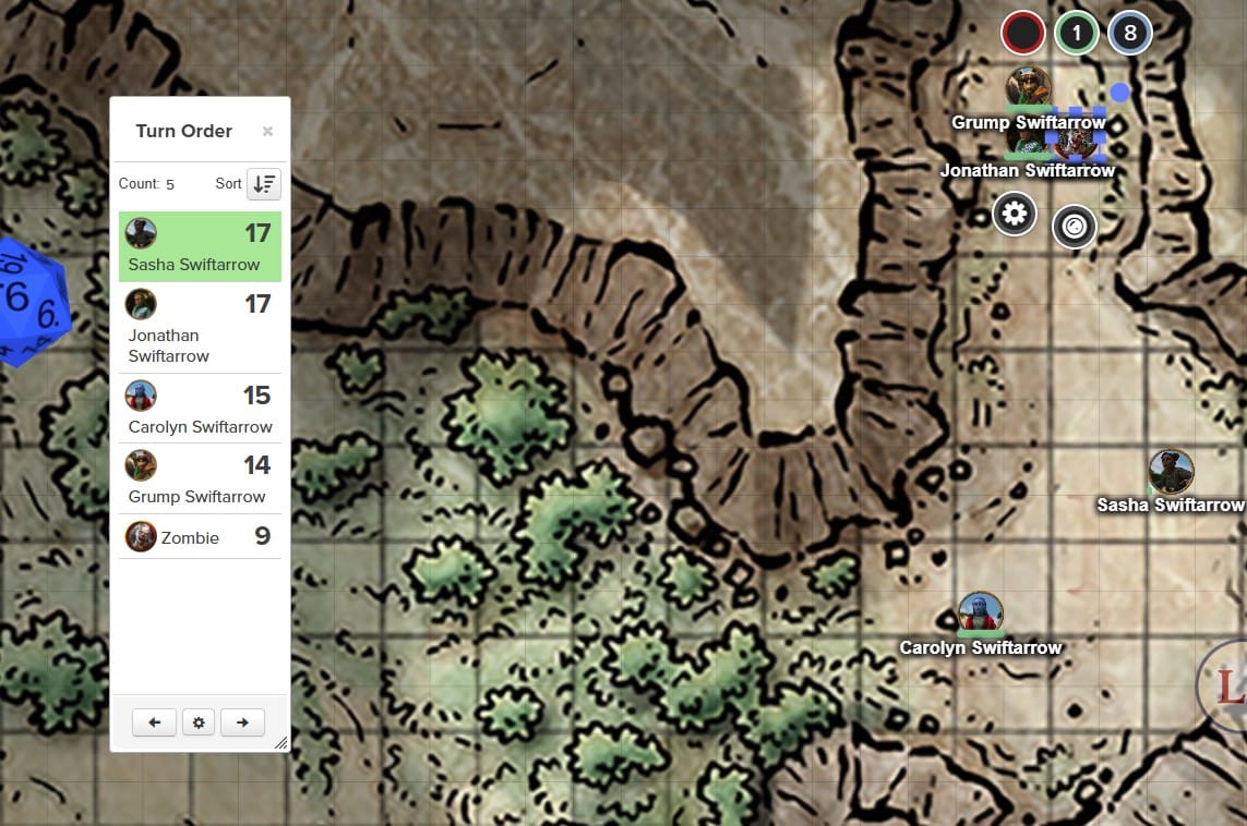 RPG Combat Map with Initiative Tracker