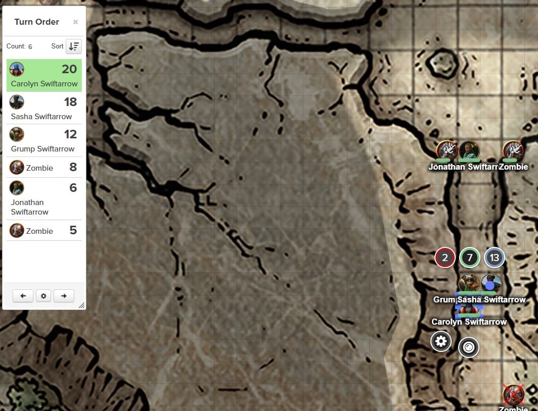 RPG Combat Map with Initiative Tracker