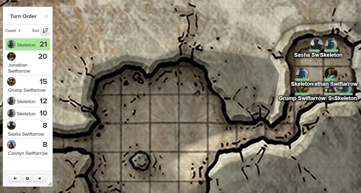 RPG Combat Map with Initiative Tracker