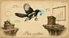 Vintage field-guide plate №4: Pica creditrix — a magpie carrying a glowing idea from a 1:1 desk to a podium. Human Code series.