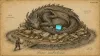 Vintage field-guide plate №3: Draco runbookensis — a dragon asleep on a hoard of runbooks and scrolls. Human Code series.