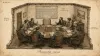 Vintage field-guide plate №6: Praesentia vacua — a full meeting room arranged around one empty chair. Human Code series.