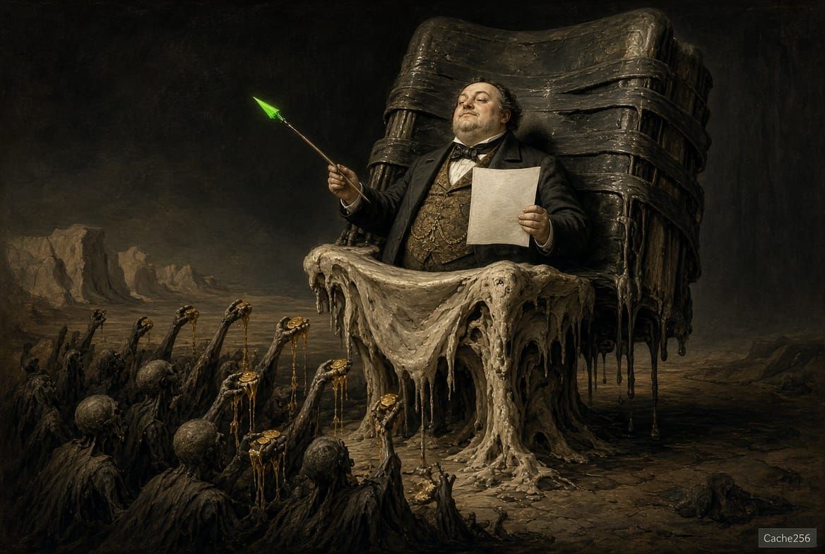 Cache256 editorial. An official waves an empty pen over a crowd