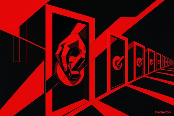 STRIKE//ΔCT signal — a single hand on a toggle at an inclusion gate, red on black