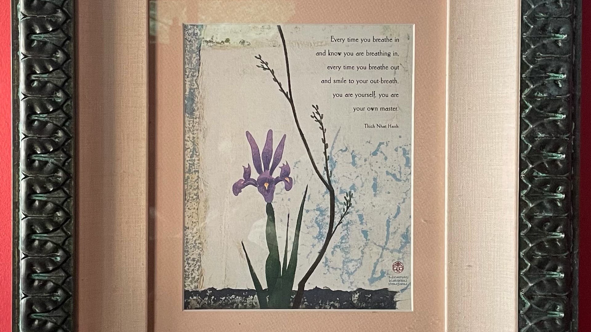 .A quote on Self-Mastery from Thich Nhat Hanh hanging in our room at the Dragonfly Ranch. Photo by Master Nataraj G (Gaurav Cedric Bhatnagar), 28 Feb 2025.