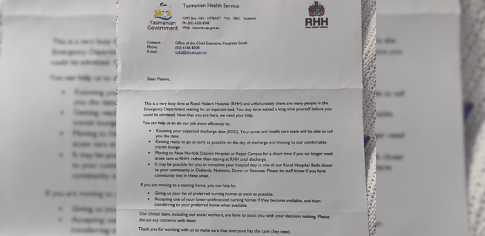 TAS Hospital Acting Chief Executive asks patients to nominate “preferred nursing home ASAP” in effort to free up beds