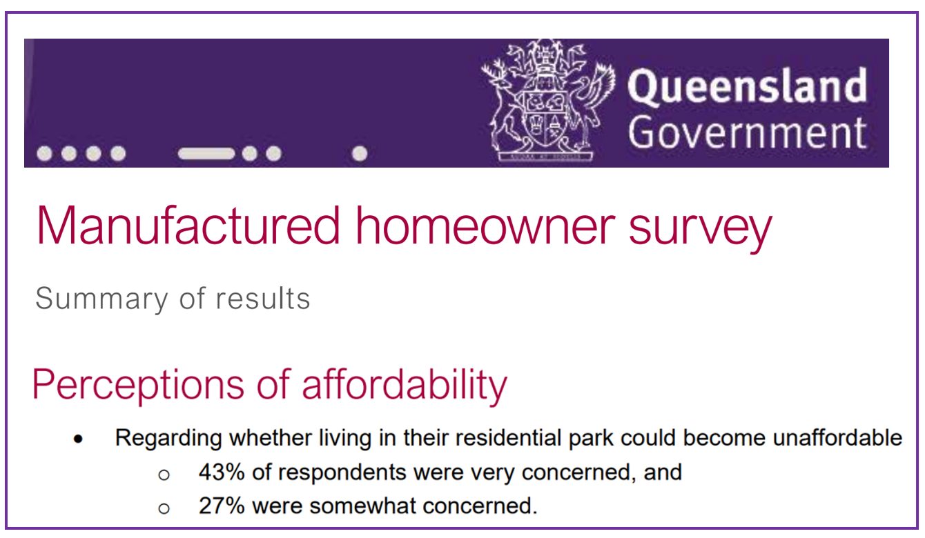 QLD Govt surveys residents on site rent increases and unsold homes at Land Lease/Manufactured Housing
