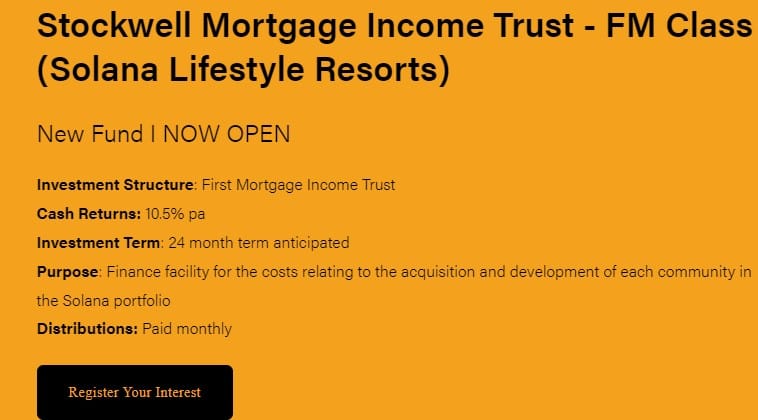 Stockwell tells investors Solana Lifestyle Resorts will provide 10.5% cash return per year  post image
