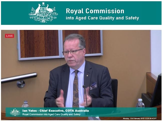 “No easy answers”. COTA CEO Ian Yates gives the Commissioners a lesson on the aged care system