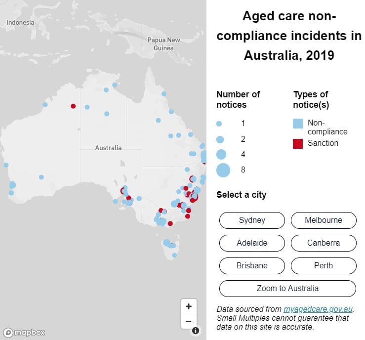 University of Sydney develops interactive map of aged care facilities that didn’t meet standards in 2019