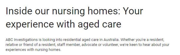 ABC launches investigation into ‘nursing homes’ – 7.30 Report puts the spotlight on failings at QLD aged care facility